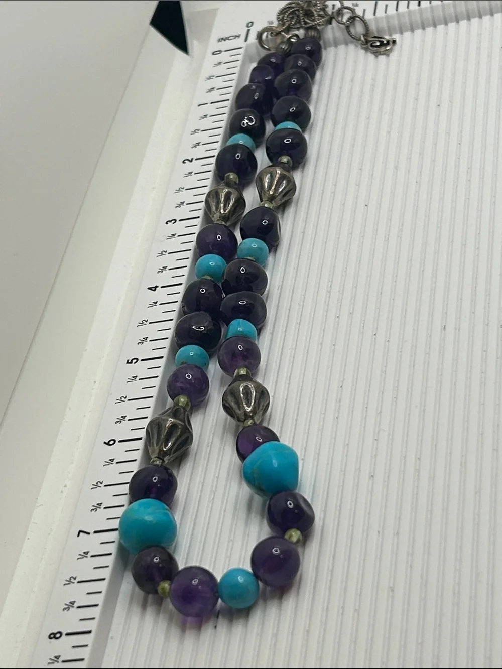 Carolyn Pollack Turquoise and Amethyst Beaded Necklace with Sterling Accents - Picture 12 of 12